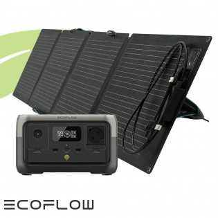 Kit station de charge portable 600W - 256Wh Ecoflow River 2 avec panneau solaire pliable 110W Ecoflow