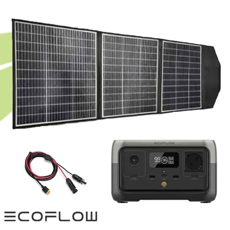 Kit station de charge portable 600W - 256Wh Ecoflow River 2 avec panneau solaire pliable 135W Kit station de charge portable 600W - 256Wh Ecoflow River 2 avec panneau solaire pliable 135W