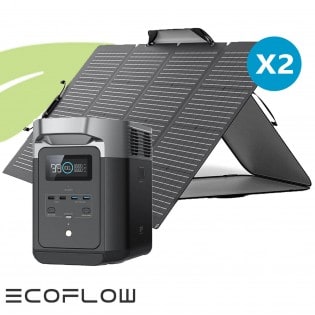 Kit station de charge portable 1800W - 1024Wh Ecoflow Delta avec 2 panneaux solaires pliables 220W