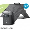 Kit station de charge portable 1800W - 1024Wh Ecoflow Delta avec 2 panneaux solaires pliables 220W
