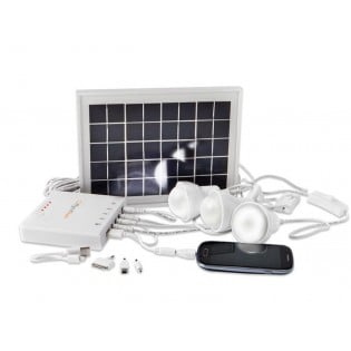 Kit solaire éclairage et charge USB avec 3 ampoules pré-câblées