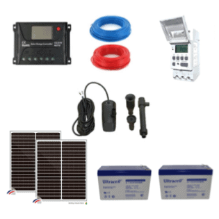 Kit de pompage solaire 1500L/H pour bassin avec batterie et timber
