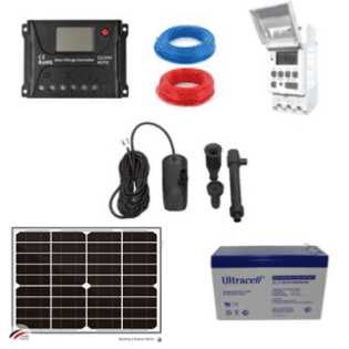 Kit de pompage solaire 750L/H pour bassin avec batterie et timber