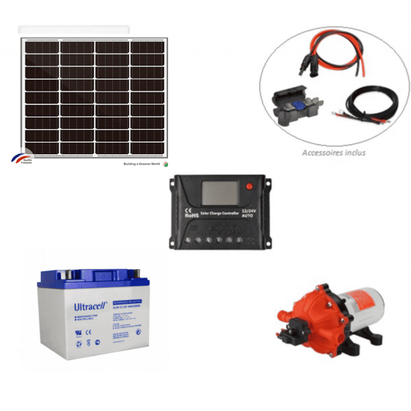 Kit pompe solaire 12V pour bassin ou irrigation Seaflo 15L/min Kit pompe solaire 12V pour bassin ou irrigation Seaflo 15L/min