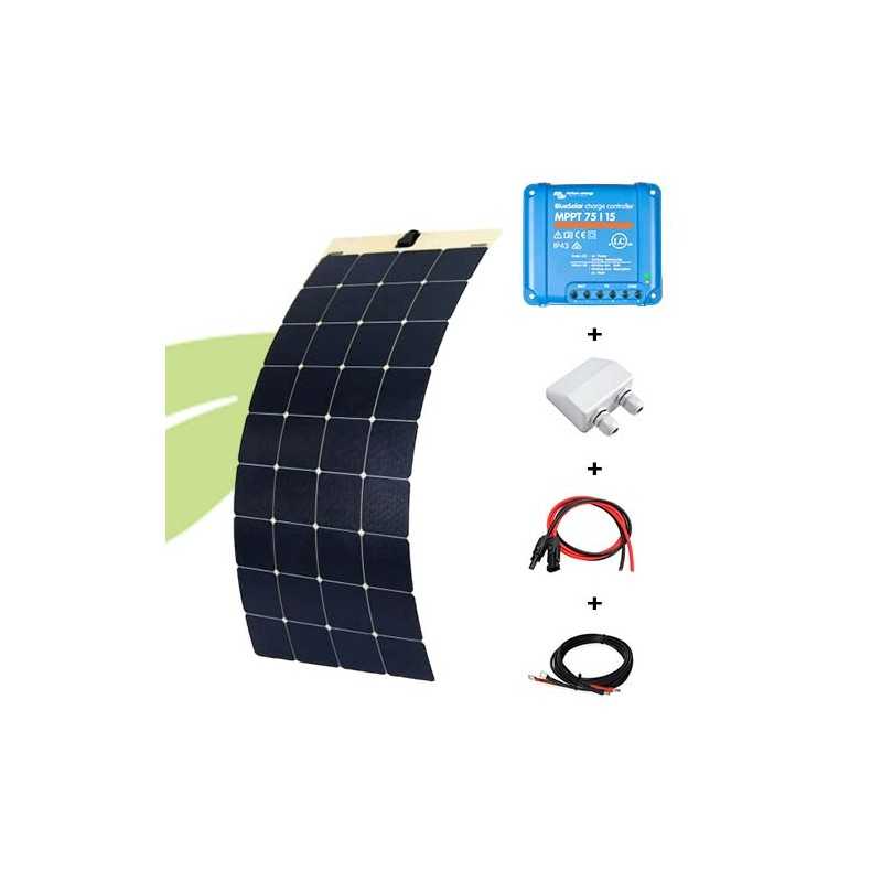 Kit solaire flexible 142W 12V back contact van / camping-car / bateau Kit solaire flexible 142W 12V back contact van / camping-car / bateau