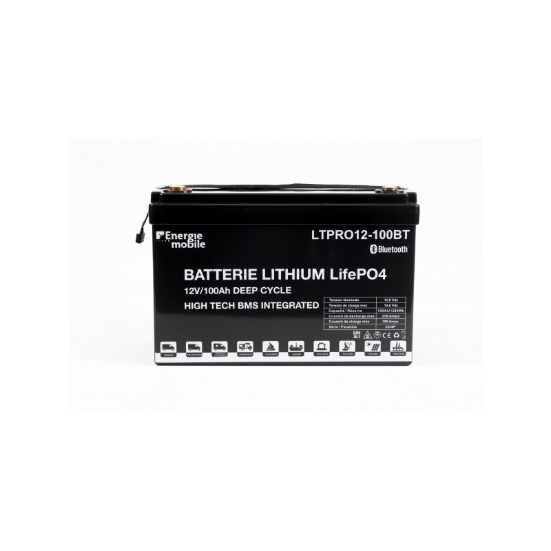 Batterie Lithium 100Ah 12V BMS Bluetooth 250A Energie Mobile Batterie Lithium 100Ah 12V BMS Bluetooth 250A Energie Mobile