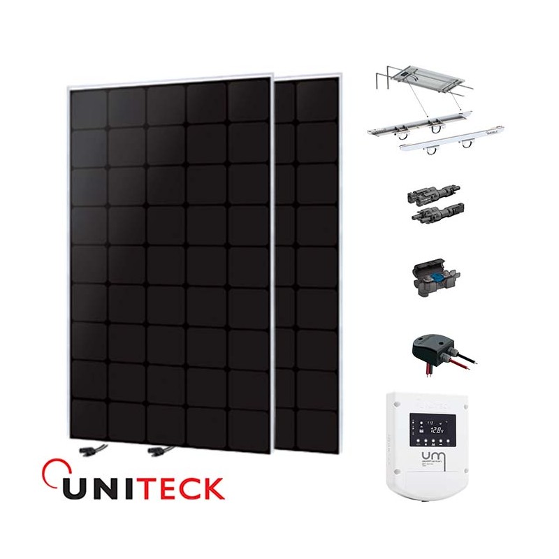 Kit solaire bateau 330W 12V 2 panneau back-contact Uniteck Kit solaire bateau 330W 12V 2 panneau back-contact Uniteck