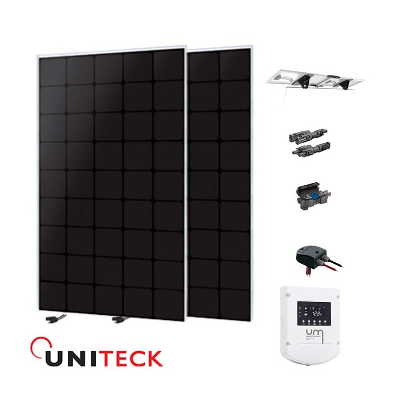 Kit solaire bateau 330W 12V MPPT back-contact inclinable Uniteck Kit solaire bateau 330W 12V MPPT back-contact inclinable Uniteck